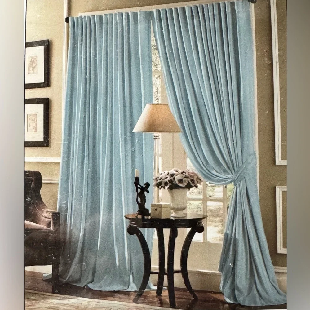 Damask Luxury Stripe Window Panels - Set of 2 with Tiebacks